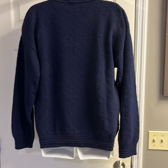 Scottish Isle Men’s Navy Embroidered Golf Crewneck Sweater by Bernette-Lg - Picture 4 of 16